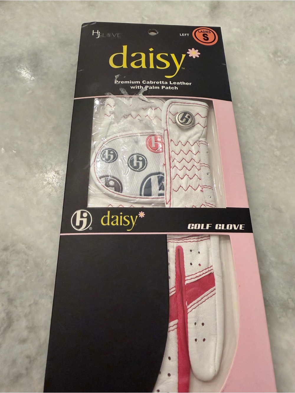 Daisy White and Pink Golf Glove in Branded Packaging 2 pairs
